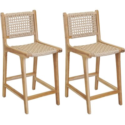 Tabouret de bar en teck naturel BAIA (Lot de 2) Hauteur 110 cm AUBRY GASPARD
