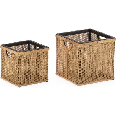 Panier déco en bois d'épicéa et rotin  naturel RECOLLECTION