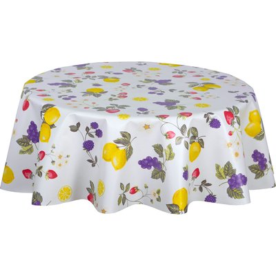 Nappe en toile cirée ronde motifs citron CAPRI TOILINUX