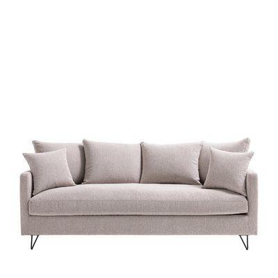 Canapé convertible 3 places en tissu pieds épingles noirs - VILLABON DRAWER
