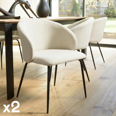 Chaise style cabriolet tissu écru (lot de 2) TIM PIER IMPORT