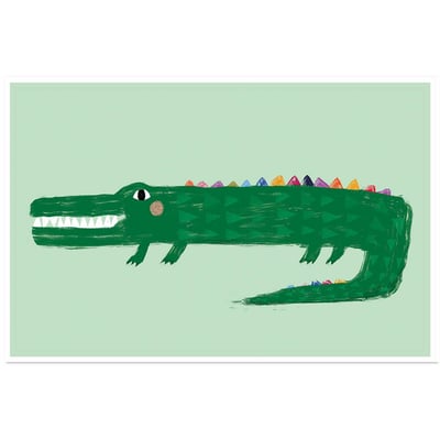 Affiche enfant crocodile vert HEXOA