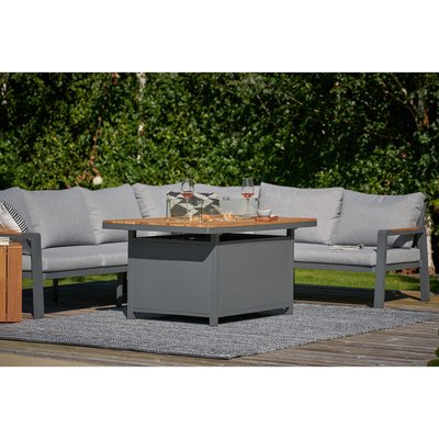 Stockholm 6 Seater Garden Corner Sofa Set Anthracite with Fire Pit table SO'HOME
