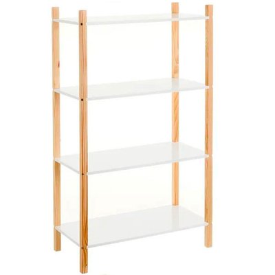 Étagère chambre enfant 4 étages blanc et bois - 60x30x106.5cm WADIGA