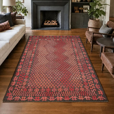 Tapis d'orient, motif géométrique authentique, laine naturelle, KILIM 11 UN AMOUR DE TAPIS