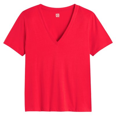 T shirt blanc manche rouge La Redoute