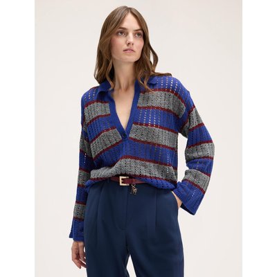 Maille à rayures avec un travail ajouré. Tissu extérieur : 47% acrylique, 23% polyamide, 15% viscose, 12% laine, 3% fibre métallisée. MOTIVI