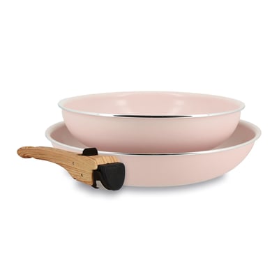 Lot de 2 poêles 22/26 cm en aluminium avec poignée, COLORAMA MENASTYL