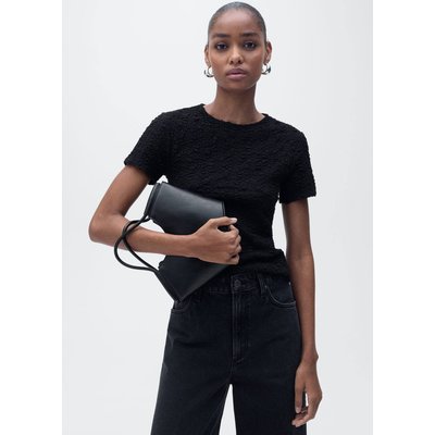 T-shirt en coton mélangé texturé MANGO