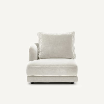 Demi-canapé gauche, arrondi, modulable en velours de lin, TIBERIO AM.PM