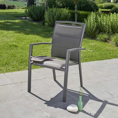 Fauteuil de jardin en aluminium et textilène gris MODULO BERAH GETAH