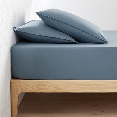 Drap housse uni coton lavé bonnet 30cm, Scenario LA REDOUTE INTERIEURS