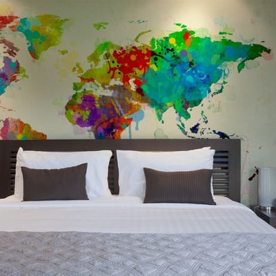 Papier peint intissé panoramique Carte du monde Paint splashes map of the World EDEN