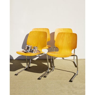 Lot de 4 chaises en bois Alma N°1929 - Bon état DEBONGOUT