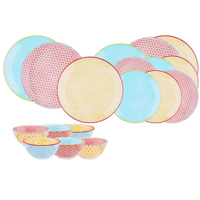 Lot de 18 set les essentiels en porcelaine, PATTERN BJORN