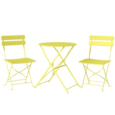 Ensemble de bistrot d'extérieur Métal Jaune OUTSUNNY