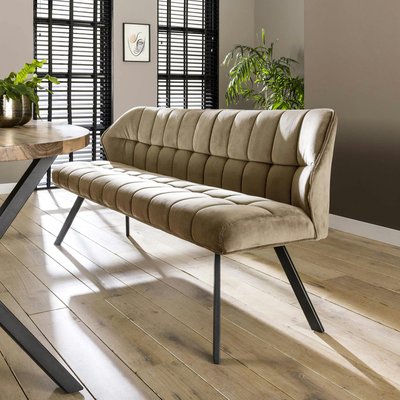Banc salle à manger velours beige 180 cm MELBOURNE PIER IMPORT