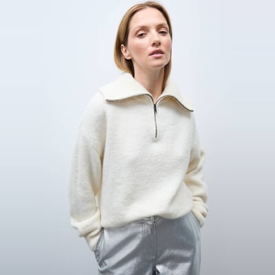 Pull col camionneur uni contenant de l'Alpaga MONOPRIX