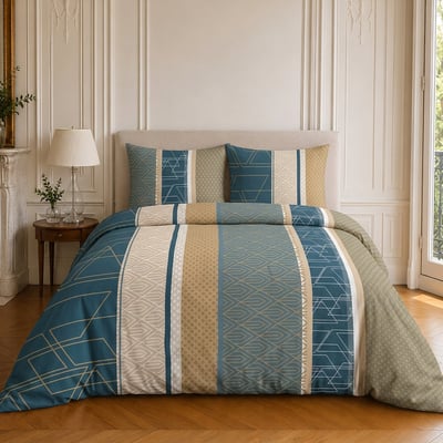 Parure de lit en microfibre motif géométrique, ULYSSE C DESIGN HOME TEXTILE