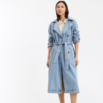 Тренч длинный на пуговицах из мягкого денима LA REDOUTE COLLECTIONS