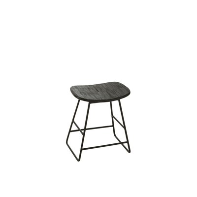 Tabourets en teck recyclé brossé et en métal (lot de 2) - DILI HELLIN, DEPUIS 1862