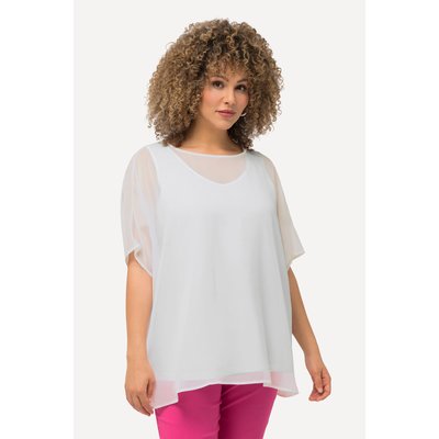 Blouse oversize en mousseline. Col rond et ULLA POPKEN
