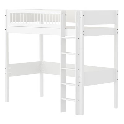 Lit mezzanine avec échelle droite effet bois FLEXA