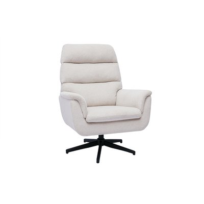 Fauteuil pivotant en tissu chenille beige et métal noir JONAH MILIBOO