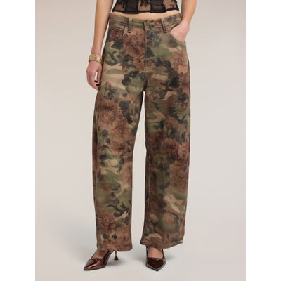 Pantalon coupe barrel à motif floral MOTIVI