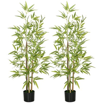 Lot de 2 bambous artificiels 1,20H m 498 feuilles réalistes par pied vrais troncs HOMCOM
