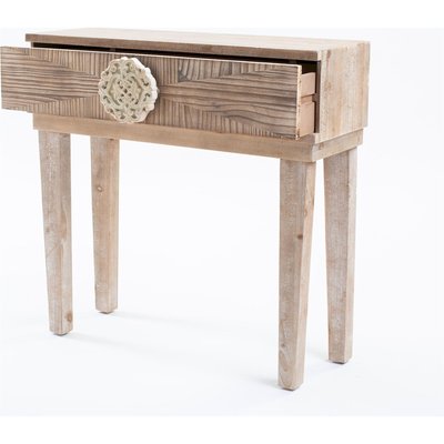 console en bois naturel sculpté style ethnique tiroir décoratif RECOLLECTION
