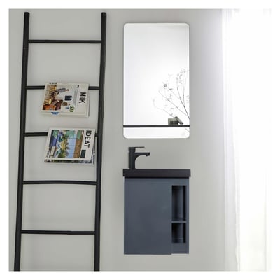 Ensemble lave-mains avec rangement latéral et miroir tablette noire HAMPTON MOB IN