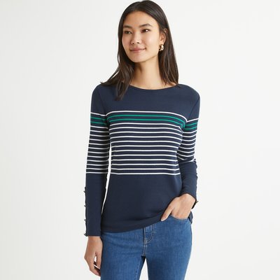 Camiseta a rayas, cuello redondo, manga larga ANNE WEYBURN