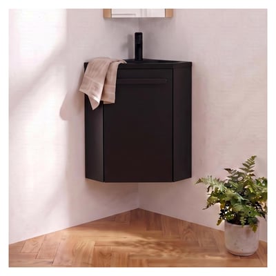 Ensemble lave-mains d'angle suspendu avec robinet noir SKINO MOB IN