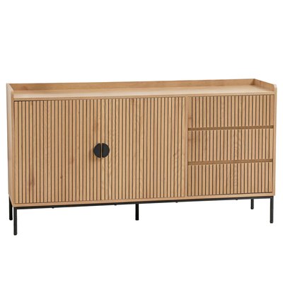 Buffet 2 portes et 3 tiroirs en acier et MDF décor mélaminé 150 cm, DAKOTA OVIALA