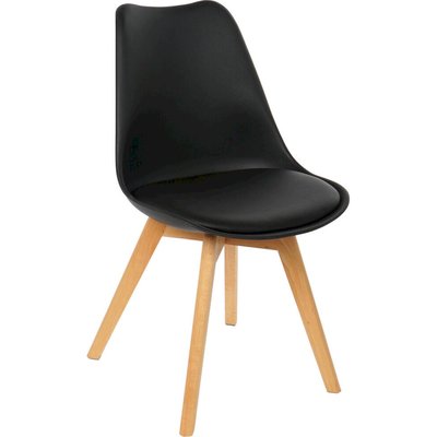 Chaise scandinave noire assise coussin confort piètement bois RECOLLECTION