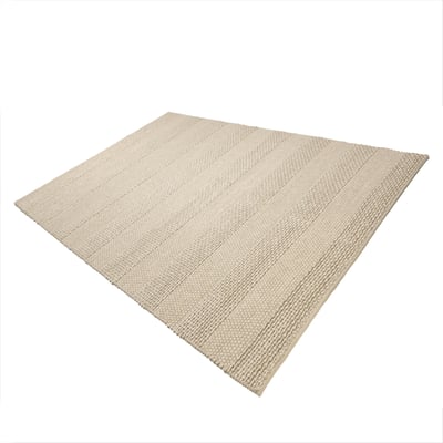 Tapis rectangulaire 160 x 230 cm laine bandes tissées lin PIER IMPORT