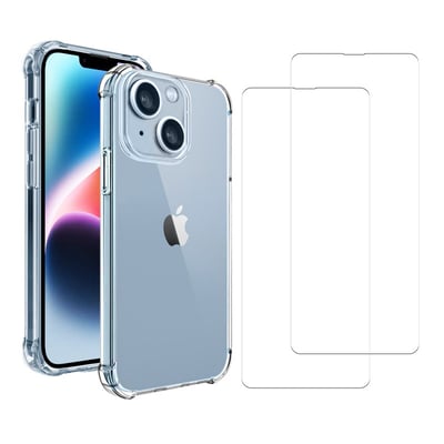 Coque iPhone 14 antichoc + 2 vitres EVETANE