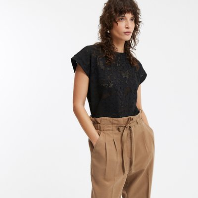 T-Shirt mit Jacquard-Blumen, runder Ausschnitt LA REDOUTE COLLECTIONS