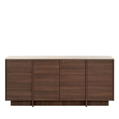 Buffet 4 portes plateau effet travertin et bois L180cm- HOPA DRAWER