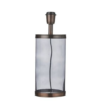 Lampe Cylindrique en métal cuivré en verre grisé D15xH30cm PIER IMPORT