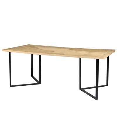 Table salle à manger en bois et métal noir 200x100x75cm WADIGA