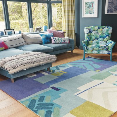 Tapis salon et chambre fait à la main en laine motif abstrait ATLAS UN AMOUR DE TAPIS