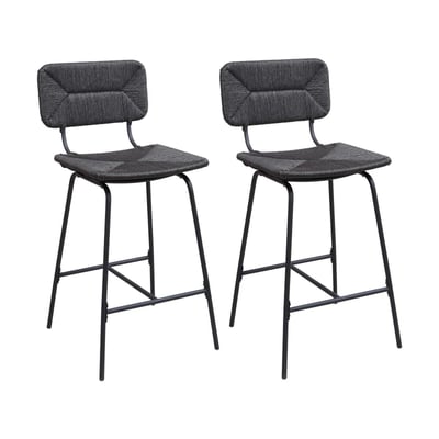 Lot de tabourets de bar et d'ilot en métal et assise rotin 65cm TIDRA|Lot de 2 | Lot de 2 MOB IN