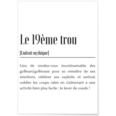 Affiche Définition Le 19ème trou L'AFFICHERIE