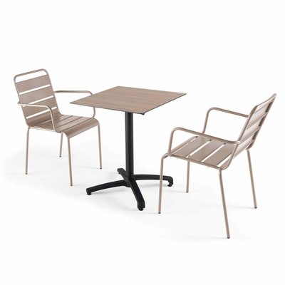 Table 60x60 cm inclinable stratifiée avec pied noir et chaises en métal, OPERA OVIALA