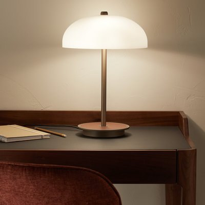 Lampe de bureau verre, métal et simili, Beaudouin AM.PM