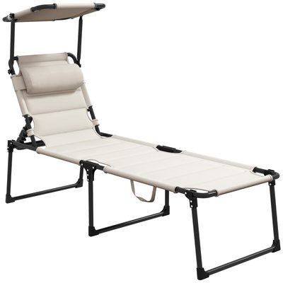 Bain de soleil inclinable pliable matelassé avec pare-soleil tétière OUTSUNNY