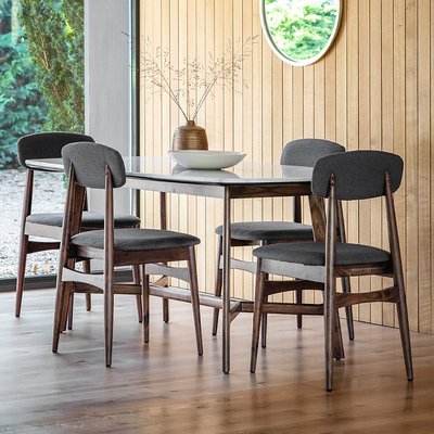 Dhuburi Marble & Walnut Dining Table (Seats 4-6) SO'HOME