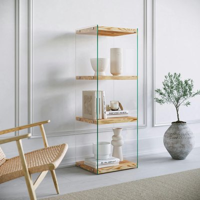 Colonne vitrine design - bois clair, 4 plateaux LHASA PIER IMPORT